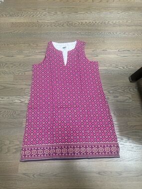 Lands' End New Pink Geometric Border-Trim Sleeveless Swimsuit cover up or dress